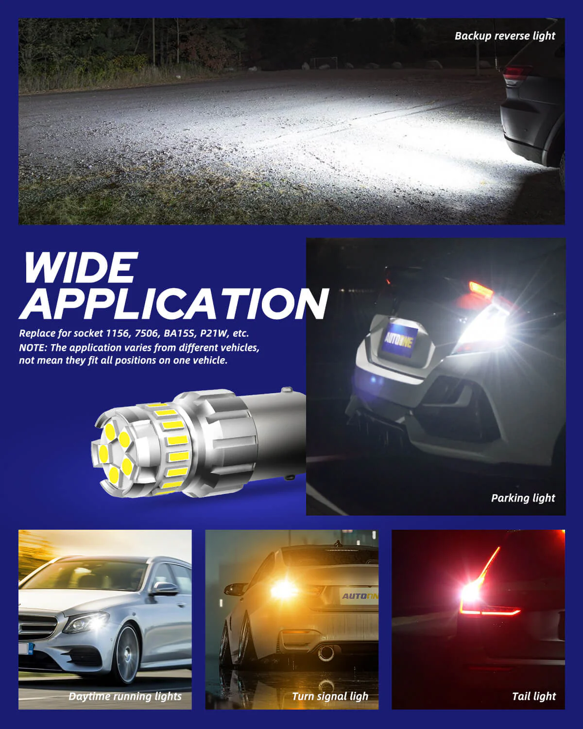 1156 LED Daytime Running Light Bulbs 6500K White 2 PCS - Image 5
