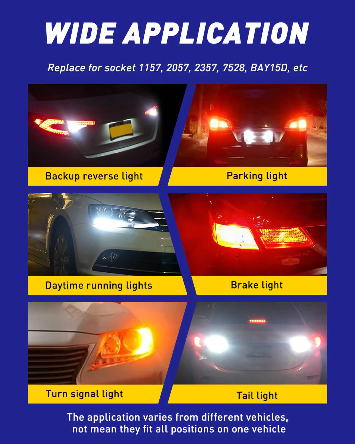 1157 LED Light Bulb for Back Up Reverse Lights, DRL, Parking Lights 6500K White 2 PCS - Image 9