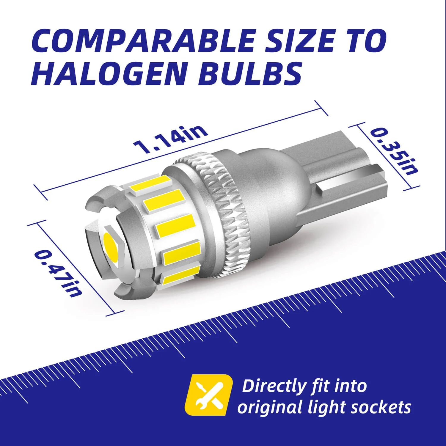 194 T10 168 2825 W5W LED 6500K White License Plate Light Bulb  2 PCS - Image 5