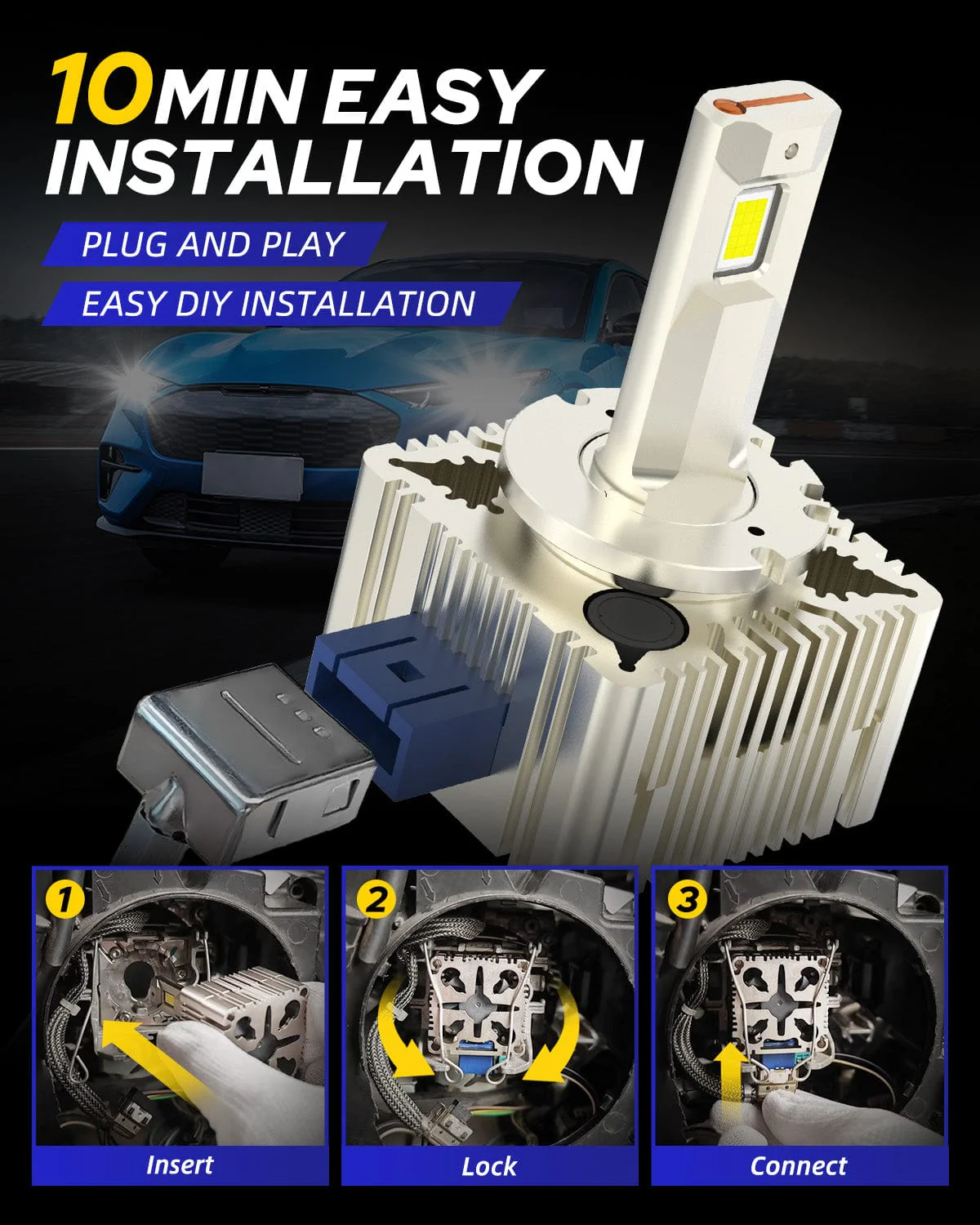 24000LM D1S D1R Headlight Bulb 6000K Diamond White High and Low Beam - Image 7