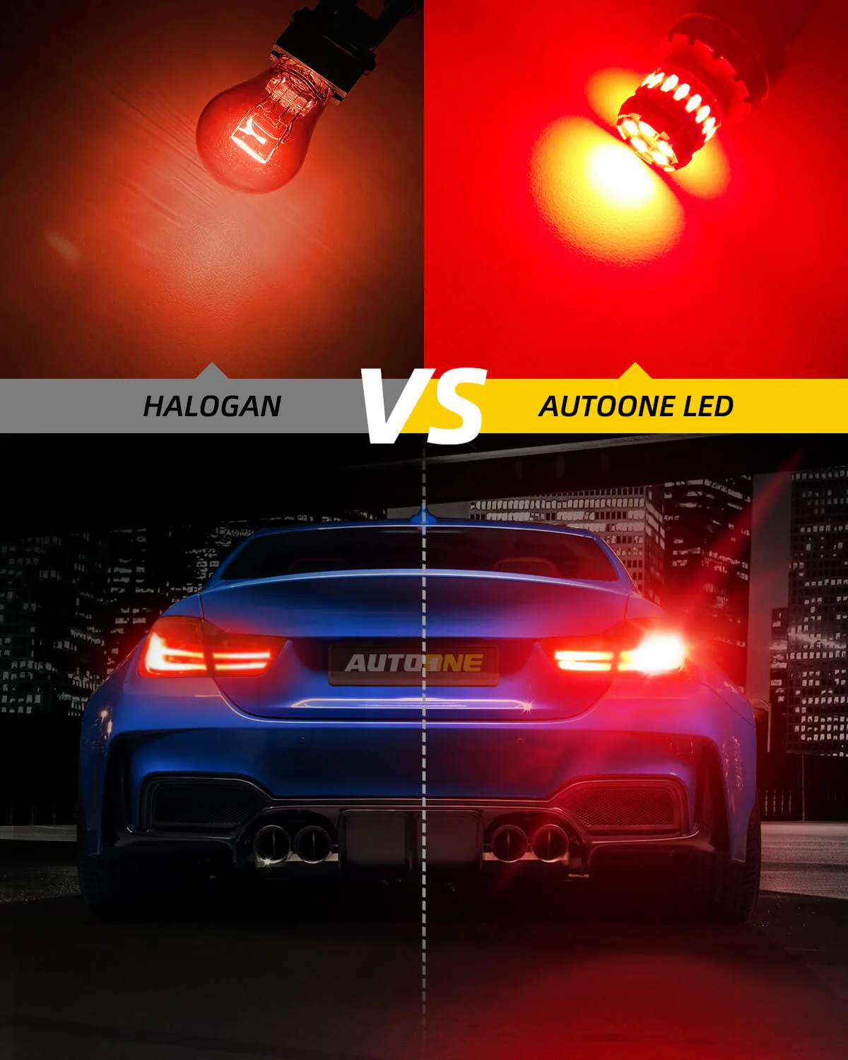 3157 LED Strobe Brake Super Bright Tail Light Bulbs 2800LM, 6500K Red 2 PCS - Image 4