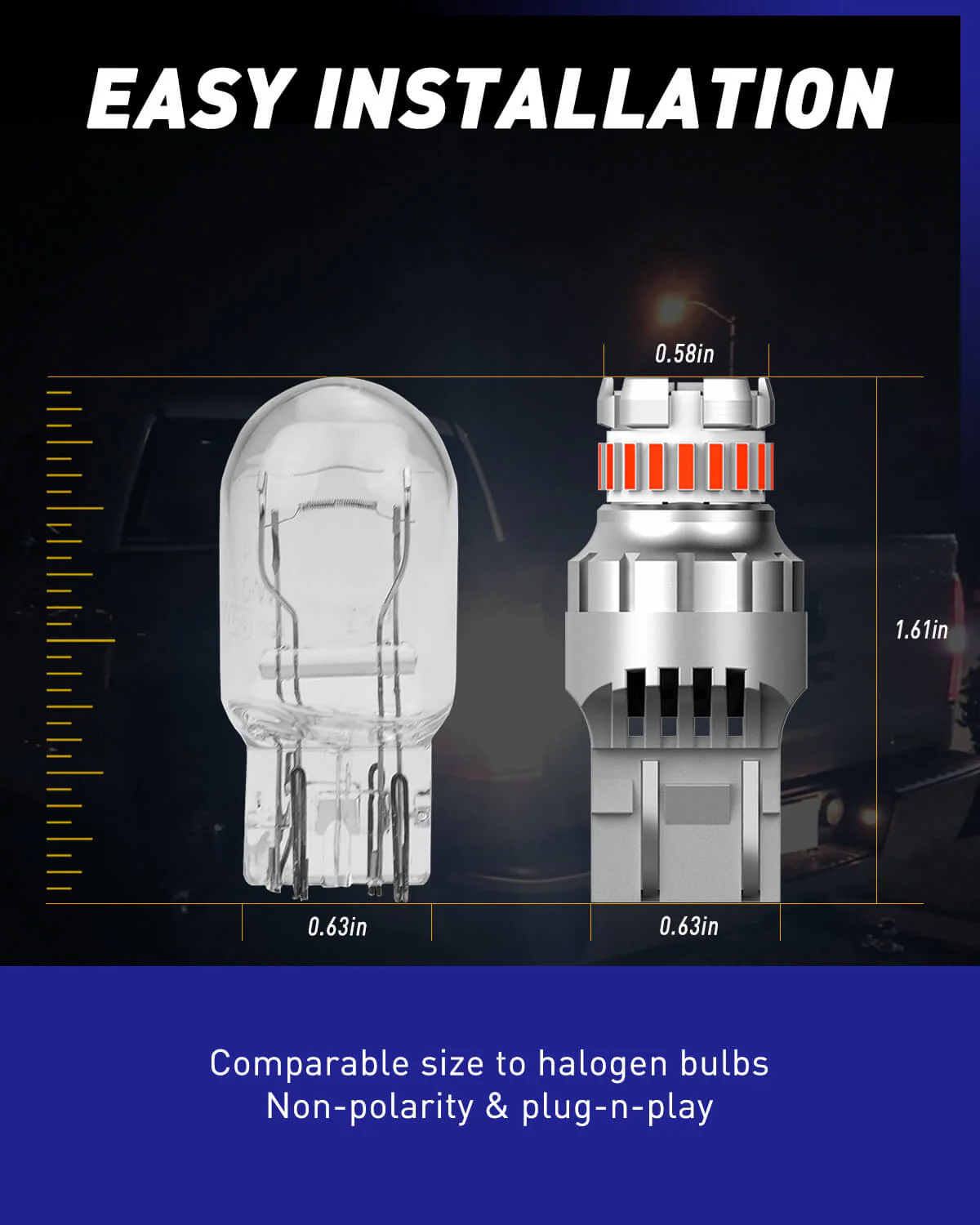 7443 LED Brake Light Bulb 2800LM Flashing Strobe Blinking 6000K Red 2 PCS - Image 3