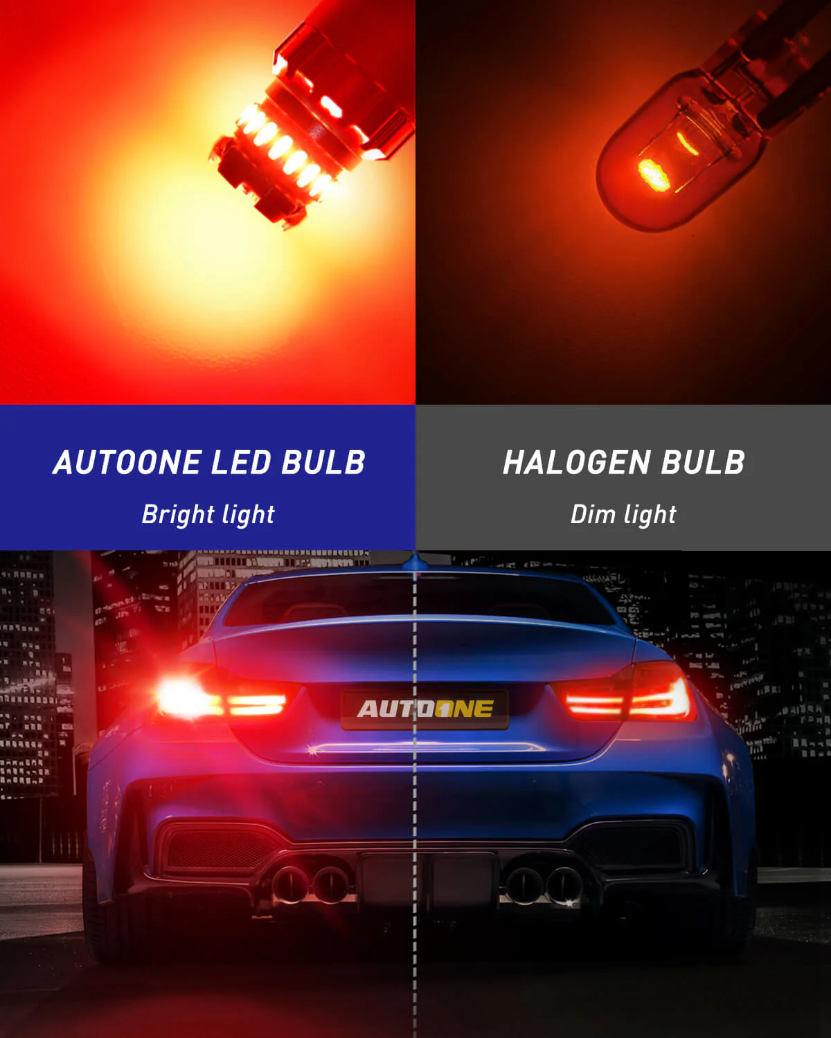 7443 LED Brake Light Bulb 2800LM Flashing Strobe Blinking 6000K Red 2 PCS - Image 4