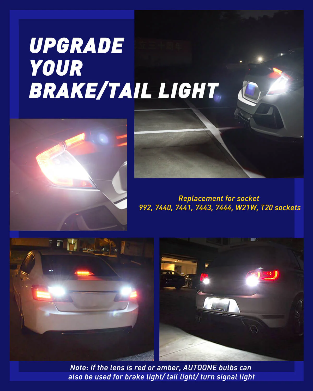 7443 W21W LED Brake Light Bulb 2800LM 6500K White 2PCS - Image 7