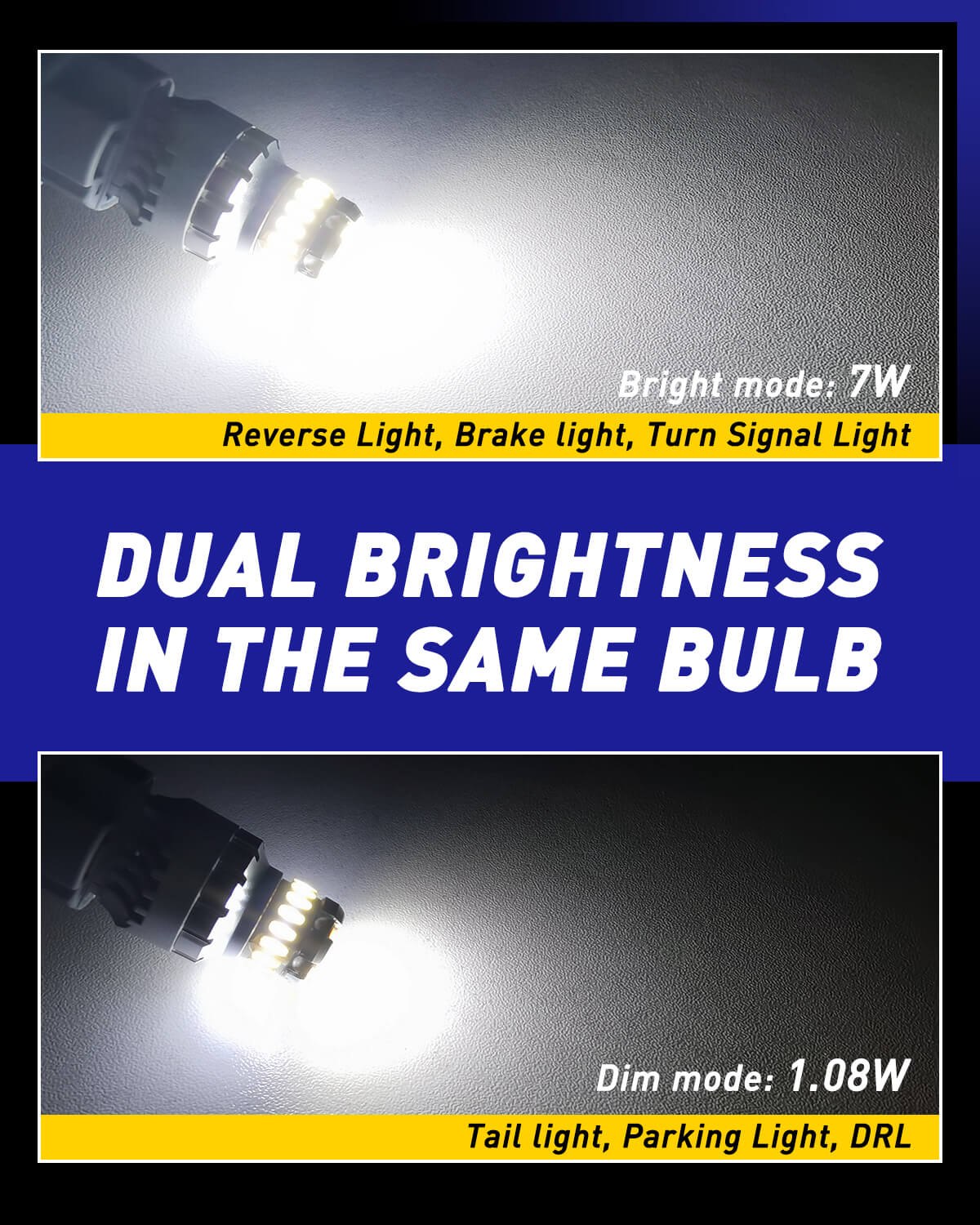 7443 W21W LED Brake Light Bulb 2800LM 6500K White 2PCS - Image 8