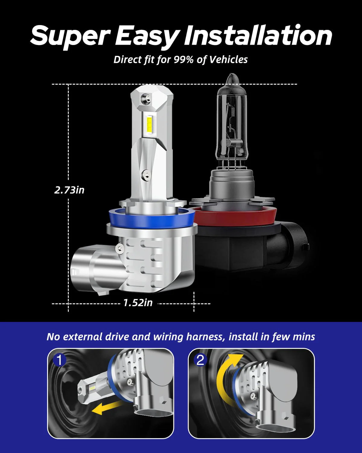 9005+H11 LED Headlight Bulbs Kit 6000K 16000LM White 4 PCS - Image 9