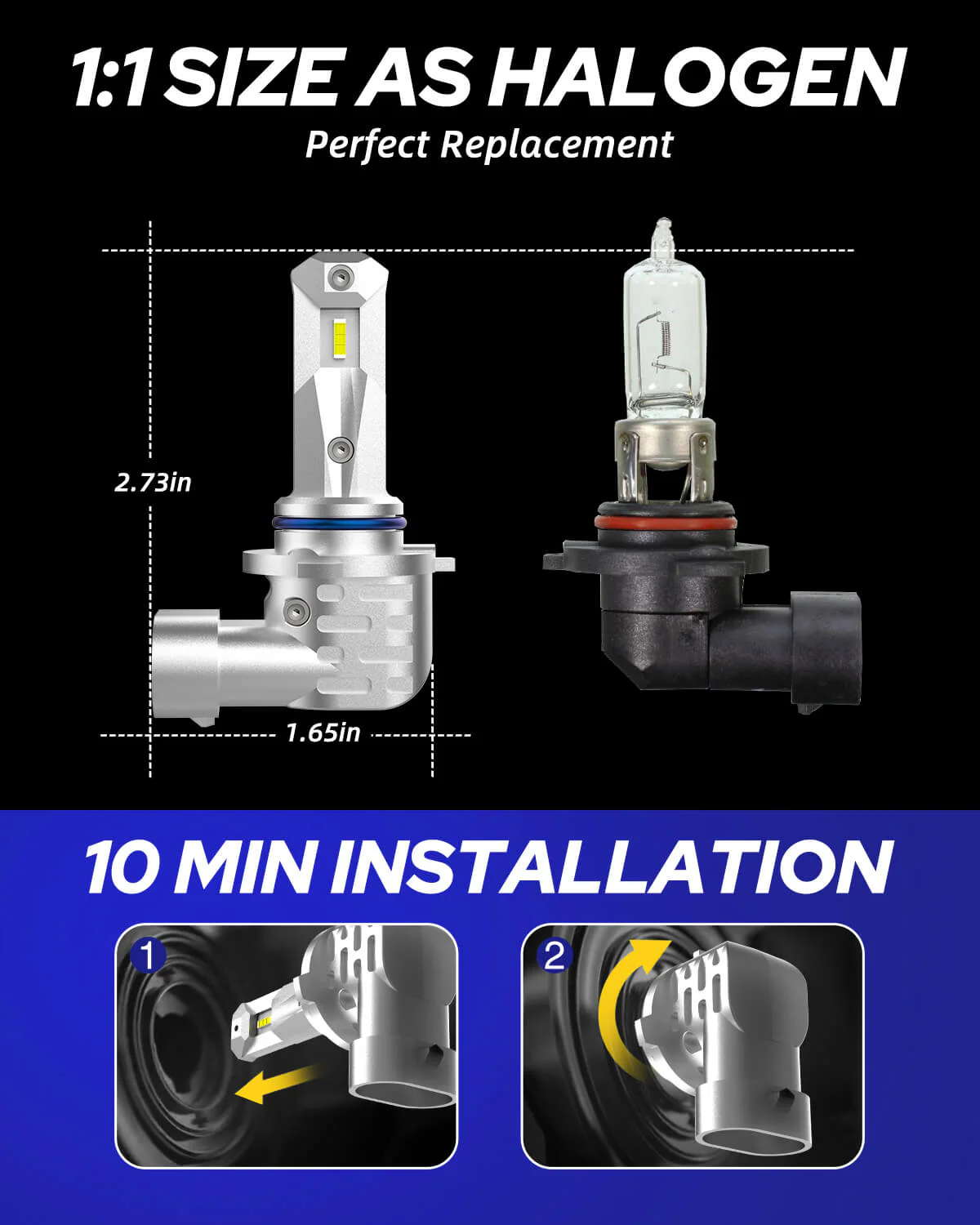9005 HB3 LED Headlight Bulbs 16000LM 6000K White 2 PCS - Image 8