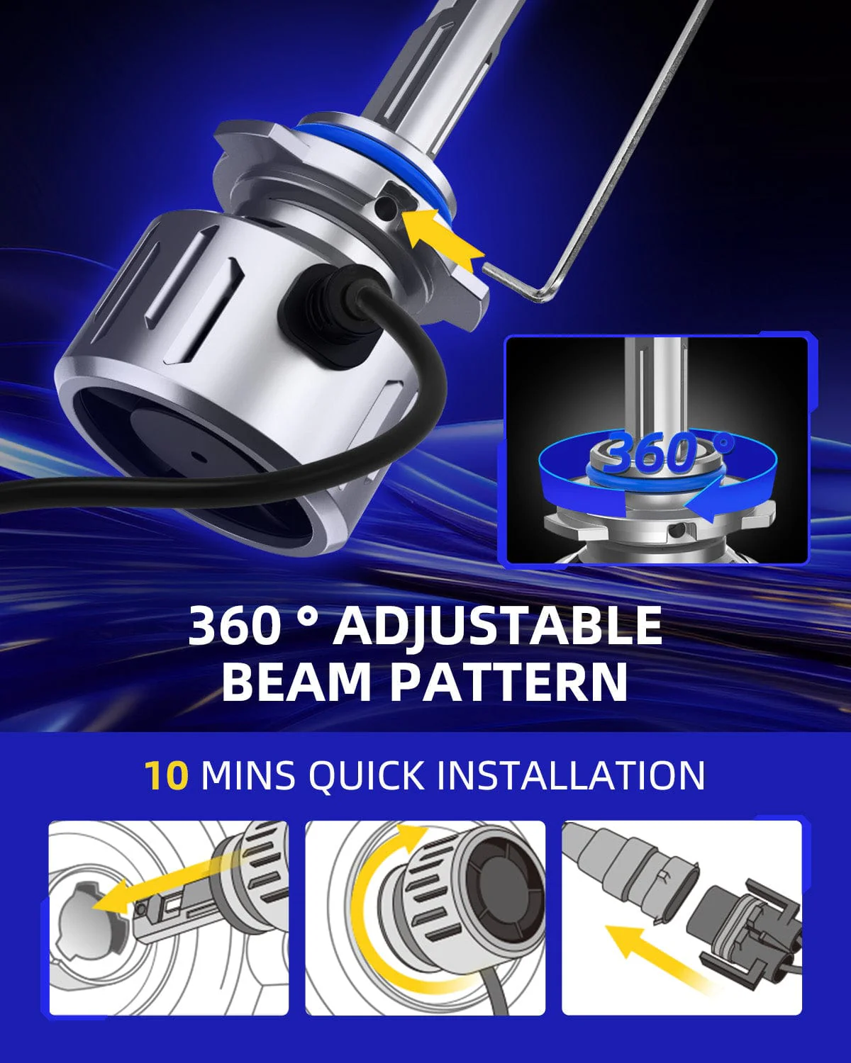 2026 Newest 9005 HB3 LED Headlight Bulbs 6500K White 120W, 32,000LM 2PCS - Image 5