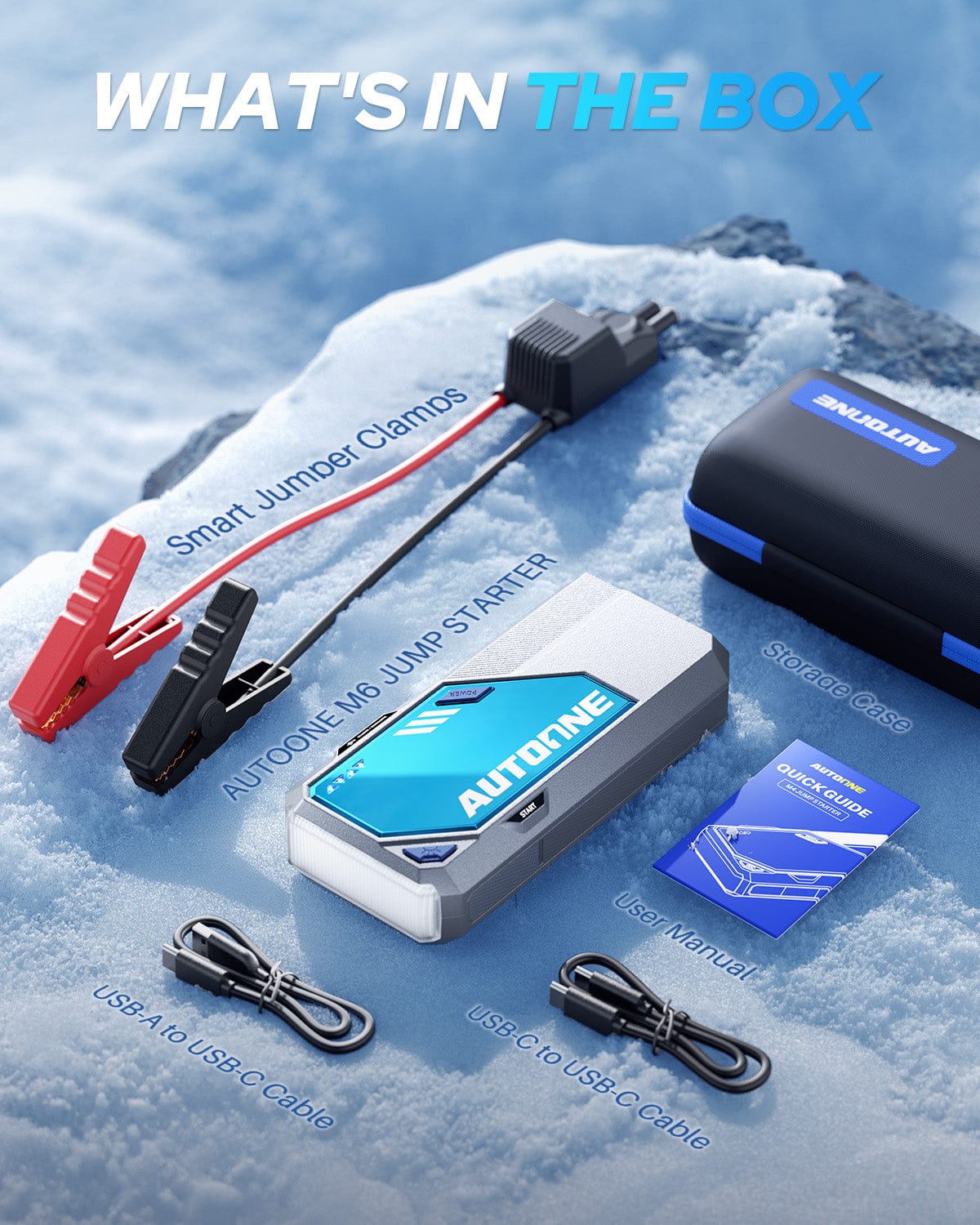 AUTOONE 10000A Car Jump Starter 24000mAh Car Battery Jumper Starter Portable 12V (All Gas/All Diesel) 168W DC Jump Box for Car Battery with Built-in Booster, Type-C Fast Charge Jump Pack - Image 7