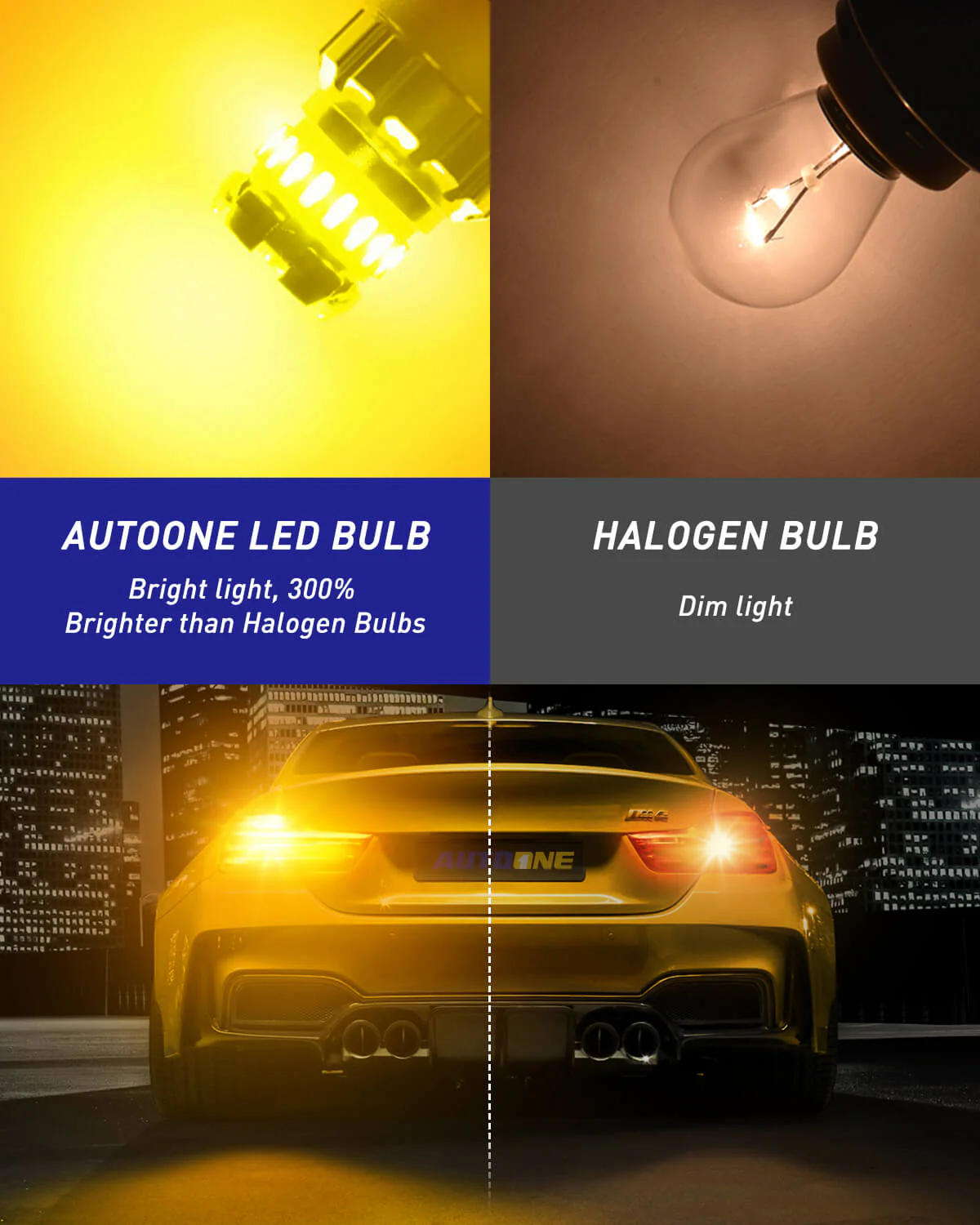 AUTOONE 1157 LED Bulb Amber Yellow 2800LM, 3500K Yellow - Image 2