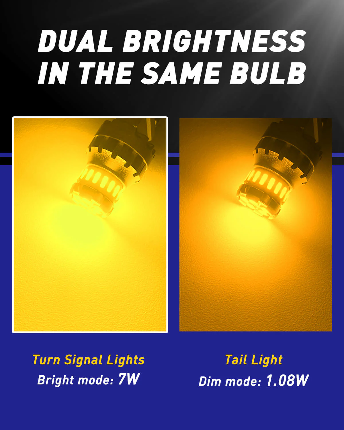 AUTOONE 1157 LED Bulb Amber Yellow 2800LM, 3500K Yellow - Image 3