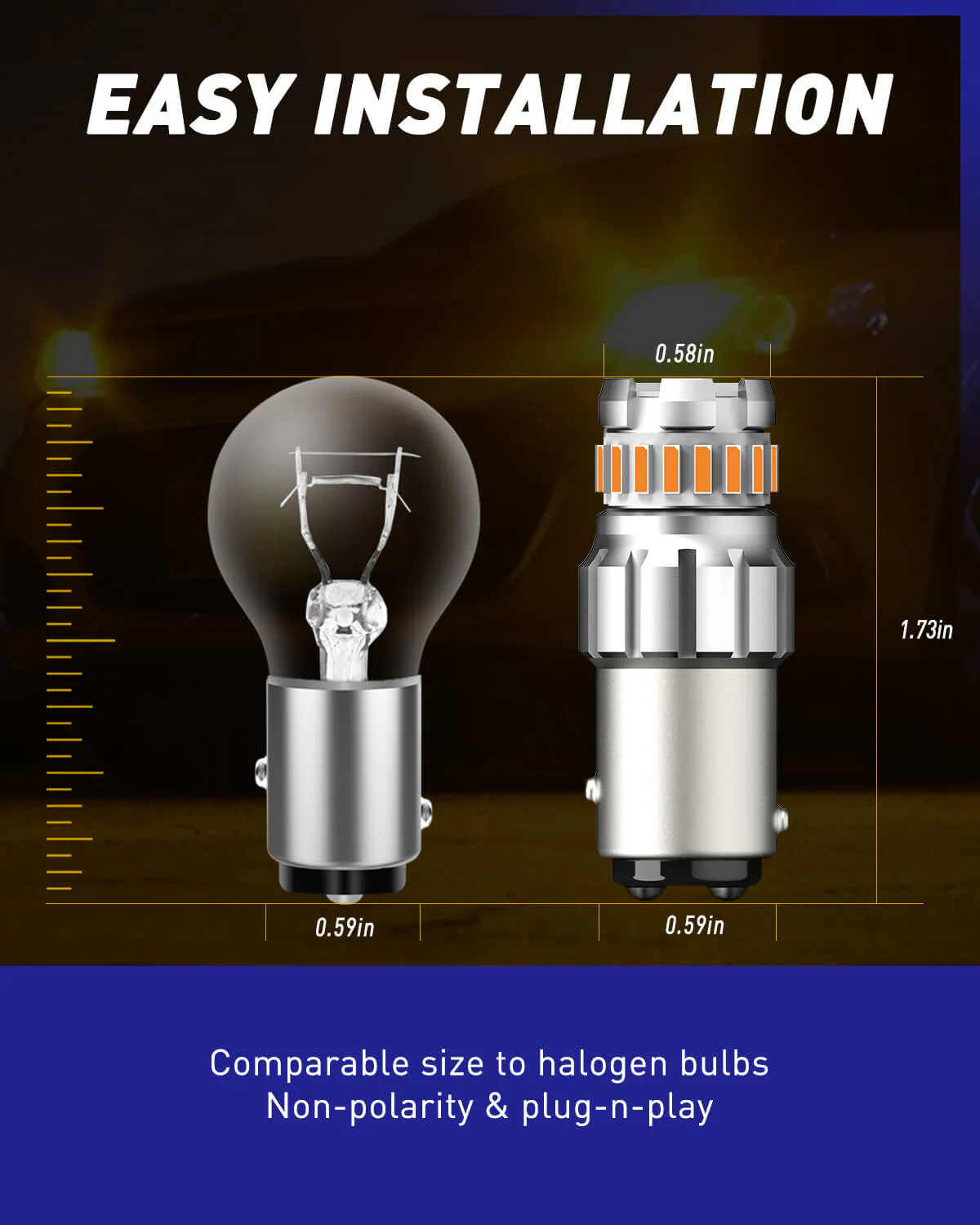 AUTOONE 1157 LED Bulb Amber Yellow 2800LM, 3500K Yellow - Image 5