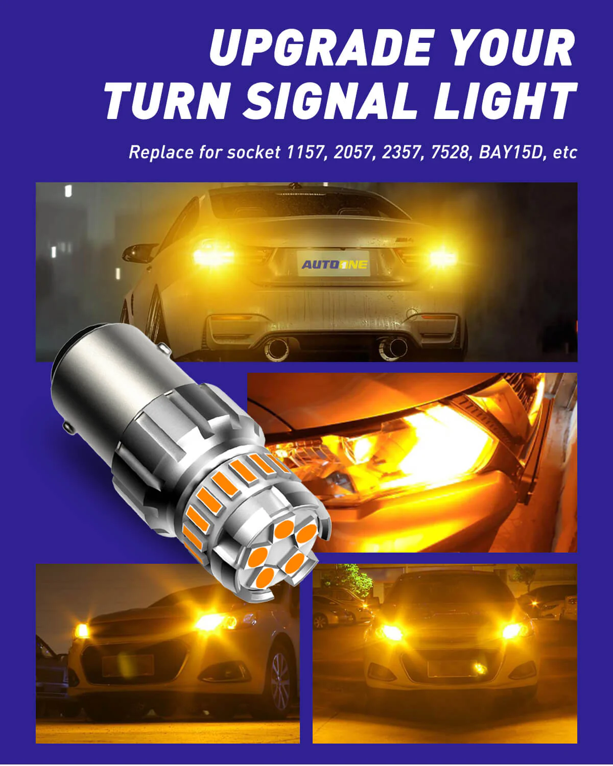 AUTOONE 1157 LED Bulb Amber Yellow 2800LM, 3500K Yellow - Image 7
