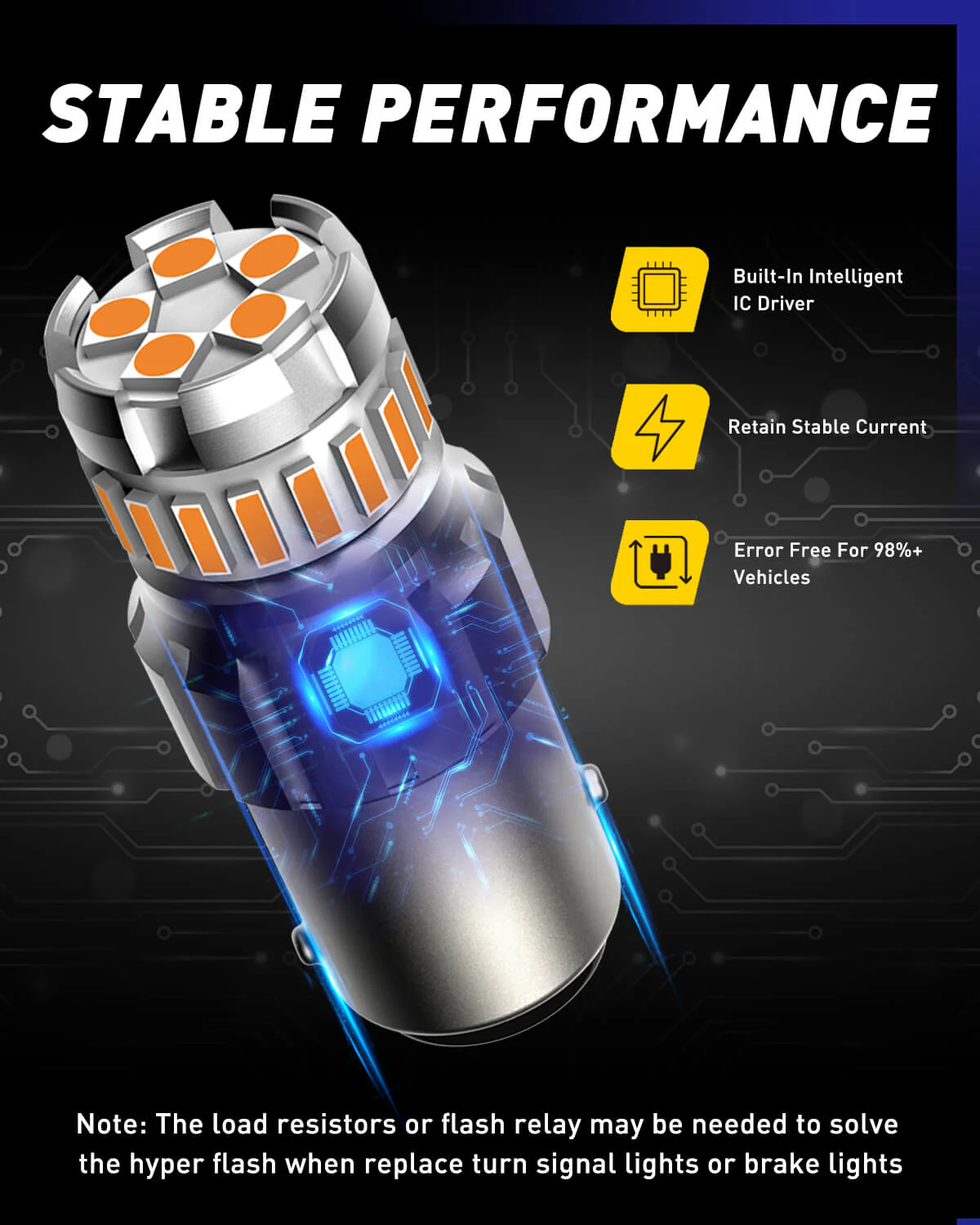 AUTOONE 1157 LED Bulb Amber Yellow 2800LM, 3500K Yellow - Image 8