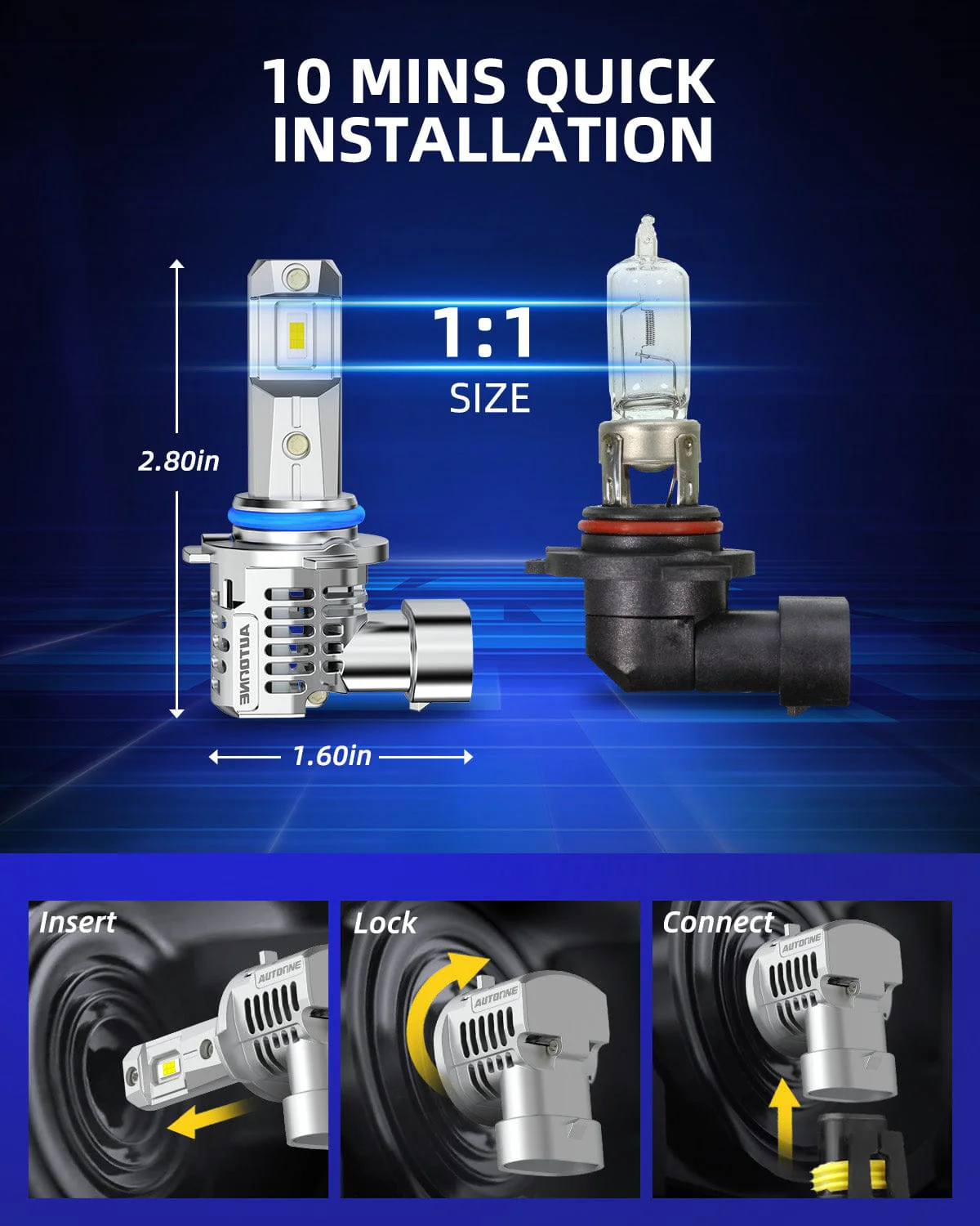 9006 HB4 LED Headlight Light Bulbs 24000LM 6500K White 2 PCS - Image 6