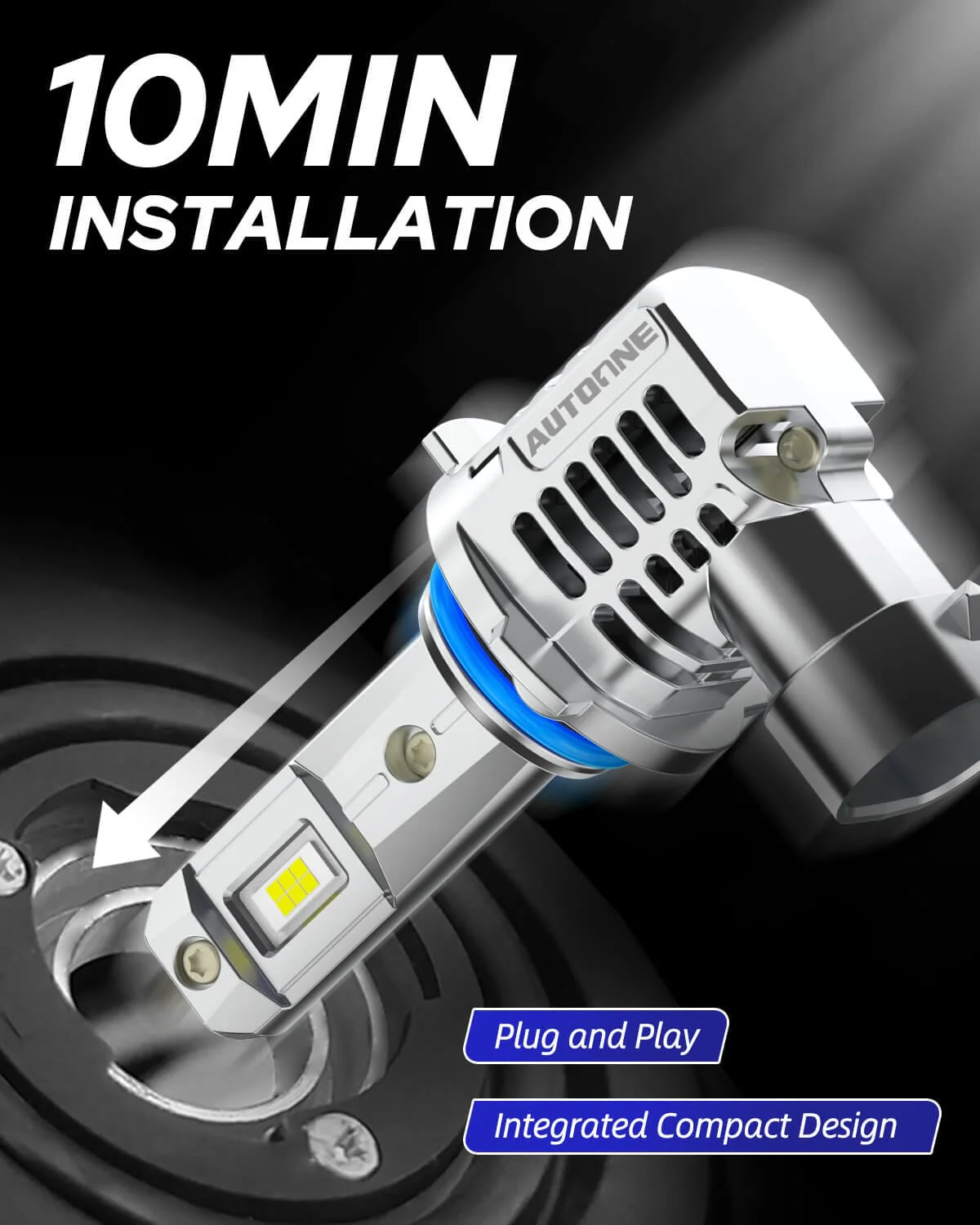 AUTOONE 9012 HIR2 LED Fog Light Bulbs, 22,000LM with Cooling Fan - Image 6