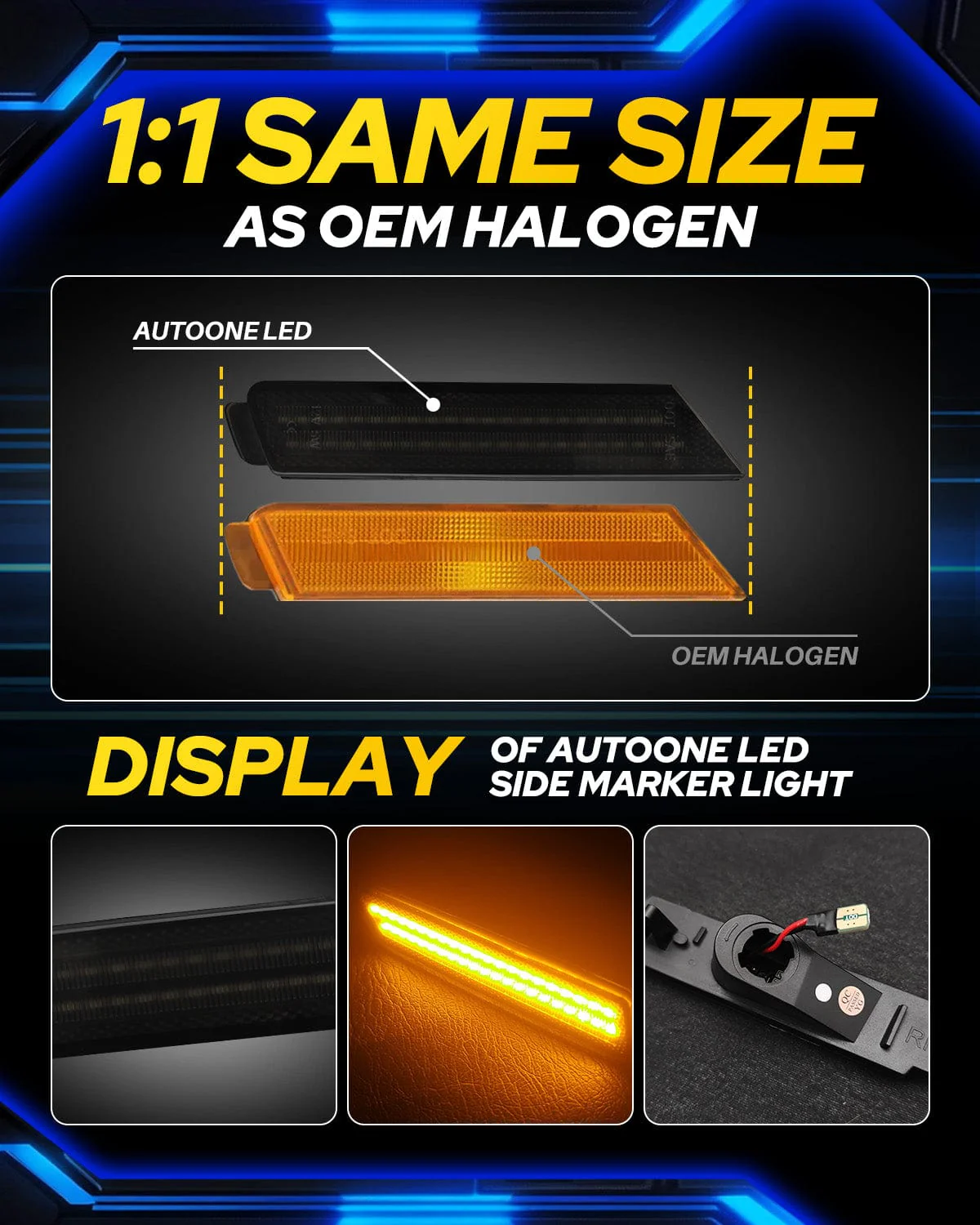 AUTOONE LED Side Marker Lights Red & Yellow Compatible With 5th Gen Chevy Camaro 2010-2015, Turn Signal Amber & Brake Light Red - Image 4