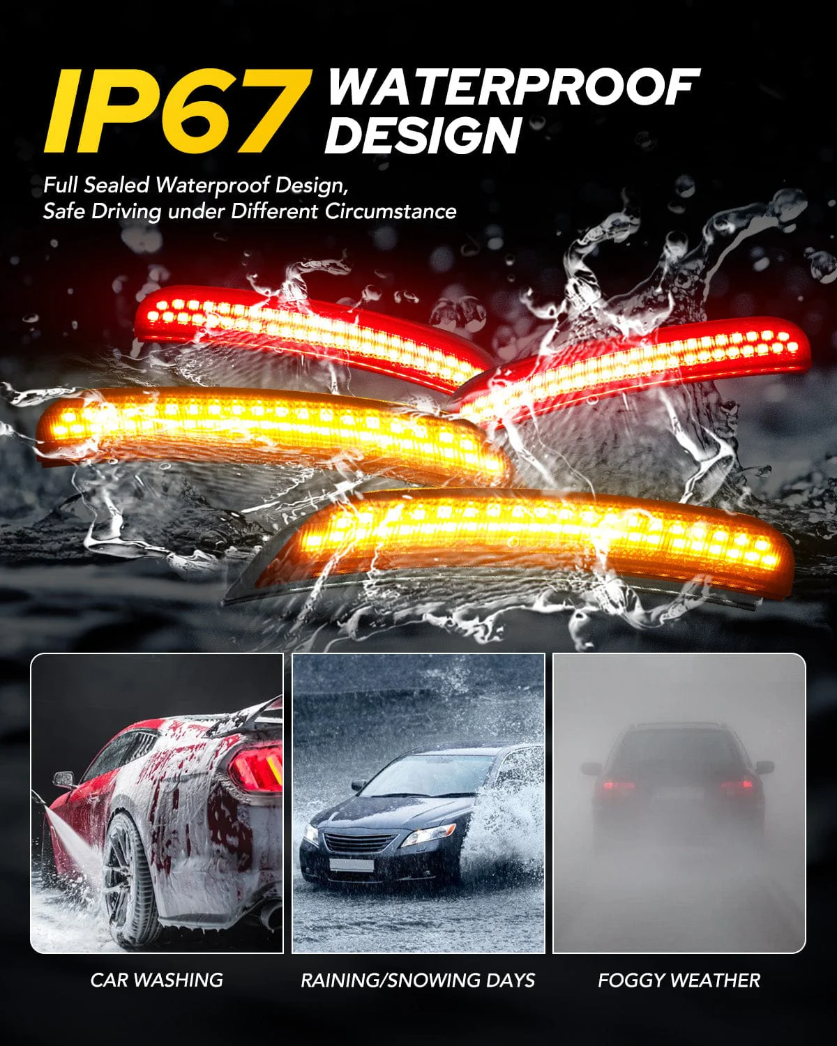 AUTOONE LED Side Marker Lights Compatible with Dodge Charger 2015-2023, Front & Rear Fender Side Markers, Smoked Lens - Image 5