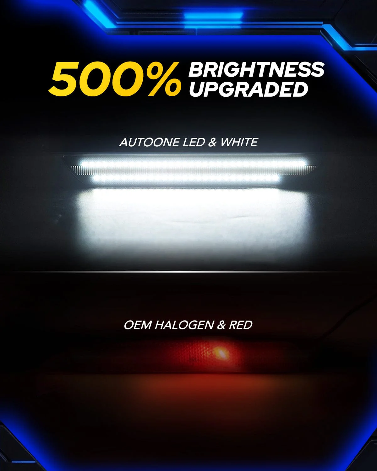 AUTOONE LED Side Marker Lights Compatible With Ford Mustang 2015-2023, White Light Smoked Lens Rear Fender Side Markers, 2pcs - Image 3