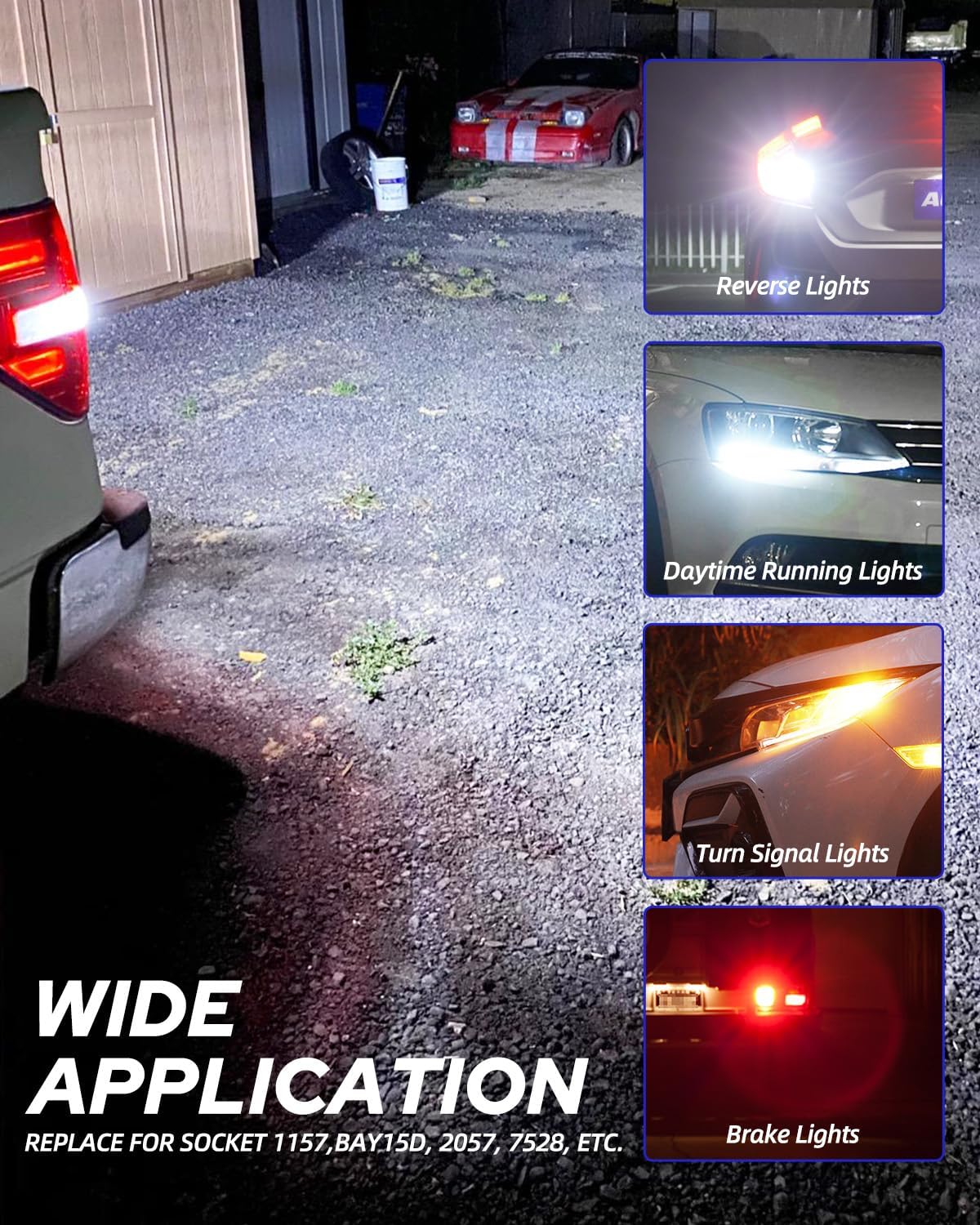 AUTOONE Upgraded 3157 LED Bulb White, 500% Super Bright & 6000K, 3156 3056 3057 LED Replacement with Projector for Backup Reverse Tail Brake DRL Signal Parking Lights, Pack of 2 - Image 6
