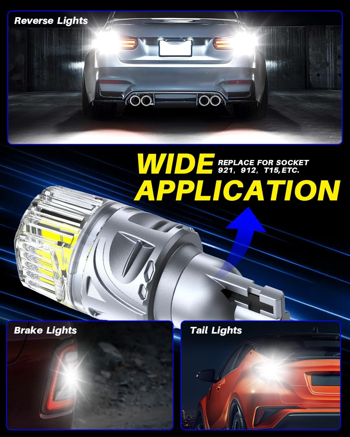 AUTOONE Upgraded 921 LED Bulb For Reverse Light White, 500% Super Bright & 360° High Luminous, T15 912 LED Replacement with Projector for Backup Light Bulbs, 6000K White, Pack of 2 - Image 7
