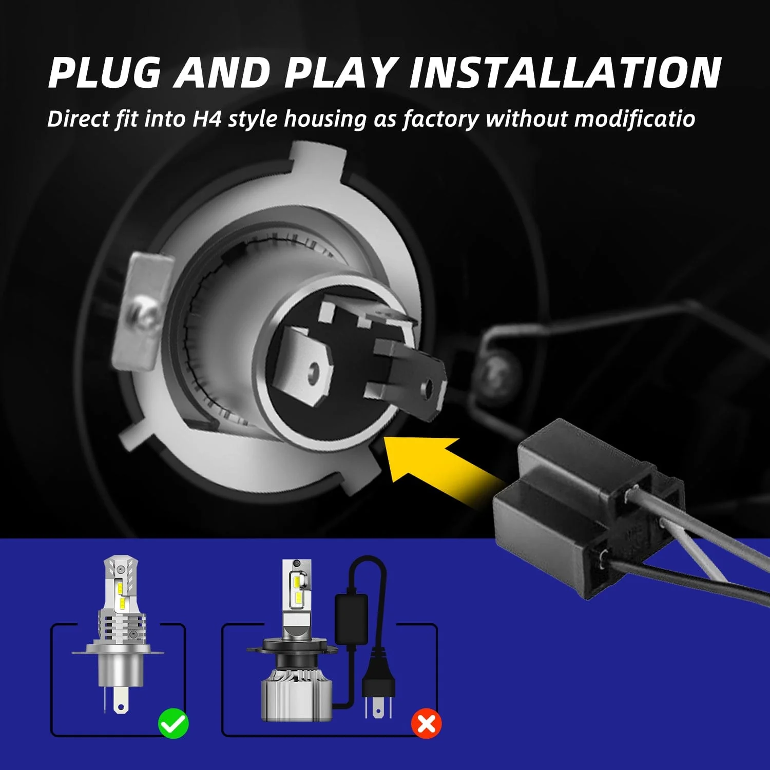 H4 HB2 9003 LED Headlight Bulb 24000LM 6000K White 2 PCS - Image 9