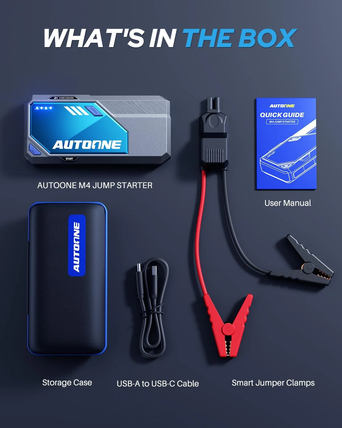 AUTOONE M4 Jump Starter 8000A Car Battery Jumper Starter Portable, 12V Jump Pack (All Gas/12L Diesel) Jump Box for Car Battery with Built-in Booster, Storage Case, LED Light, Jumper Cables - Image 5