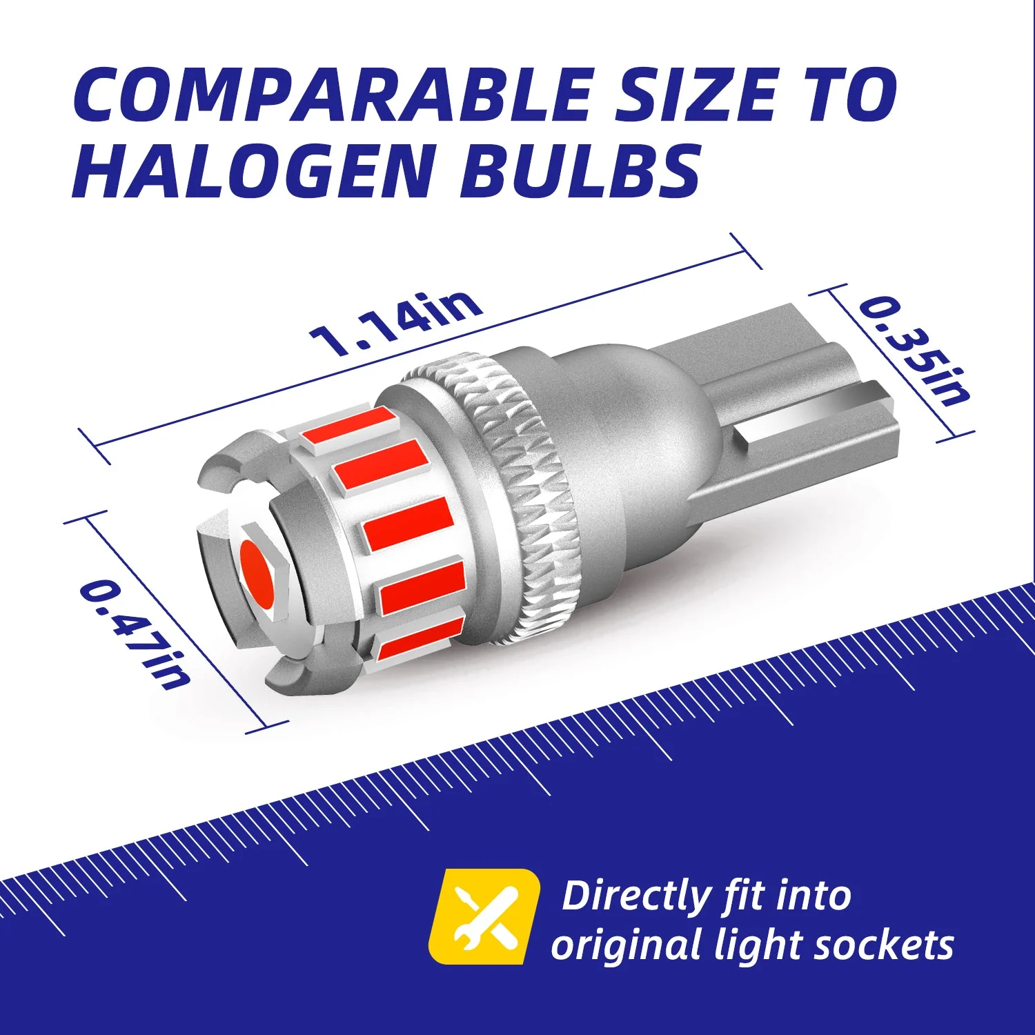 T10 168 2825 W5W 194 LED Bulb 6500K Red Interior & Exterior Car Lights 2 PCS - Image 3