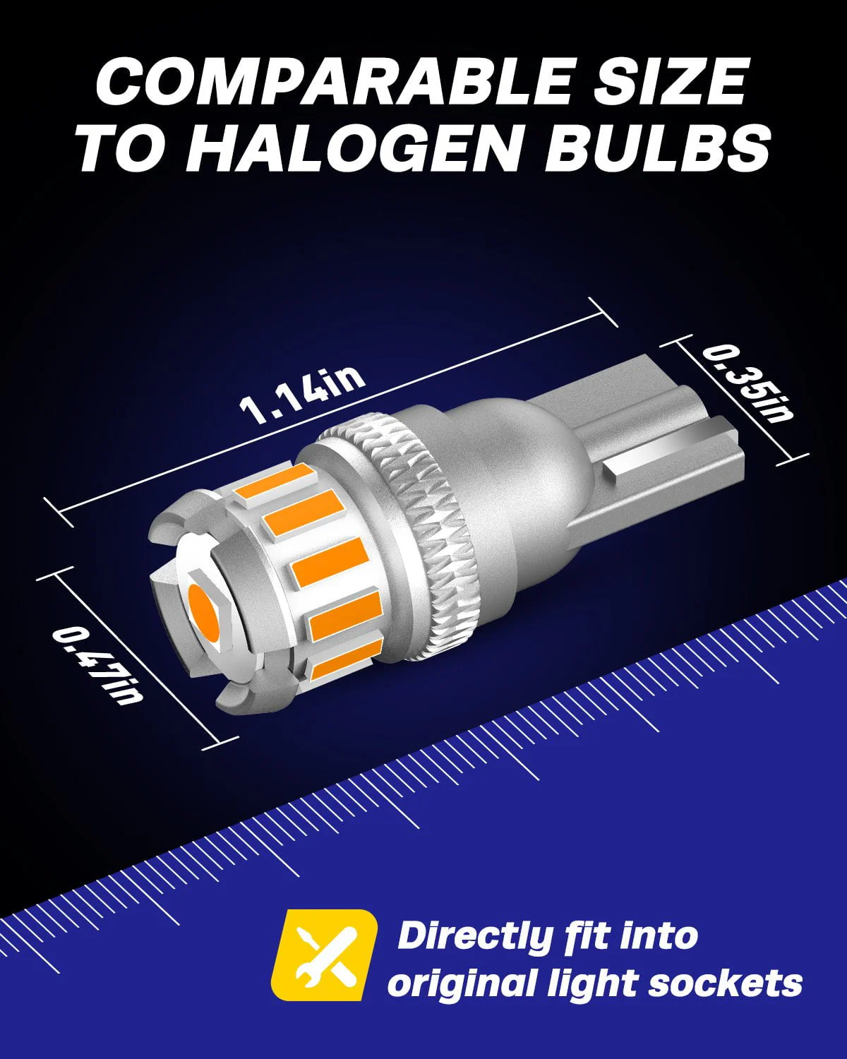 T10 168 2825 W5W 194 LED Bulb 6500K Yellow, Interior & Exterior Car Lights 2 PCS - Image 3